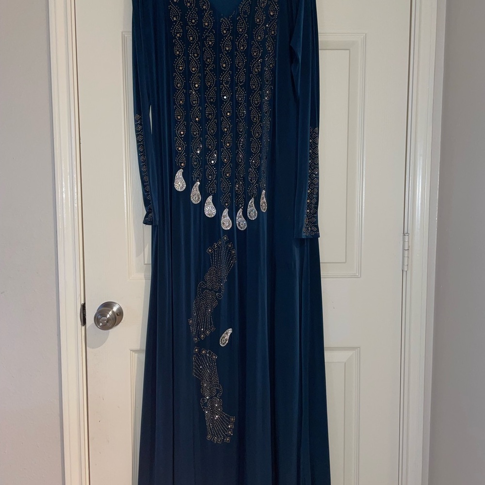 Elegant Blue Embellished Dress/Dubai Abaya